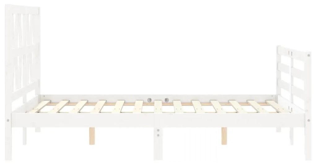 Estrutura de cama com cabeceira 140x190cm madeira maciça branco