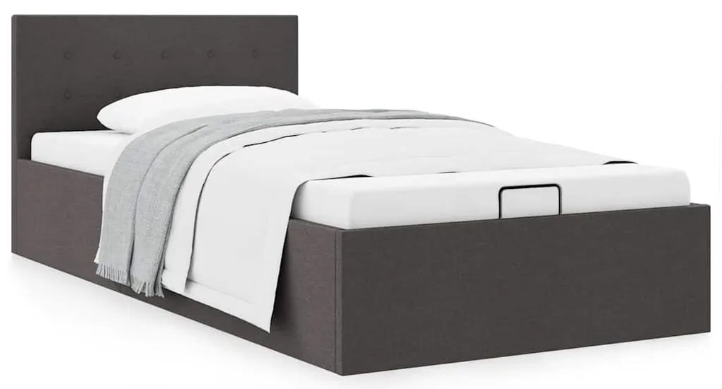 Cama hidráulica c/ arrumação 100x200cm tecido cinza-escuro