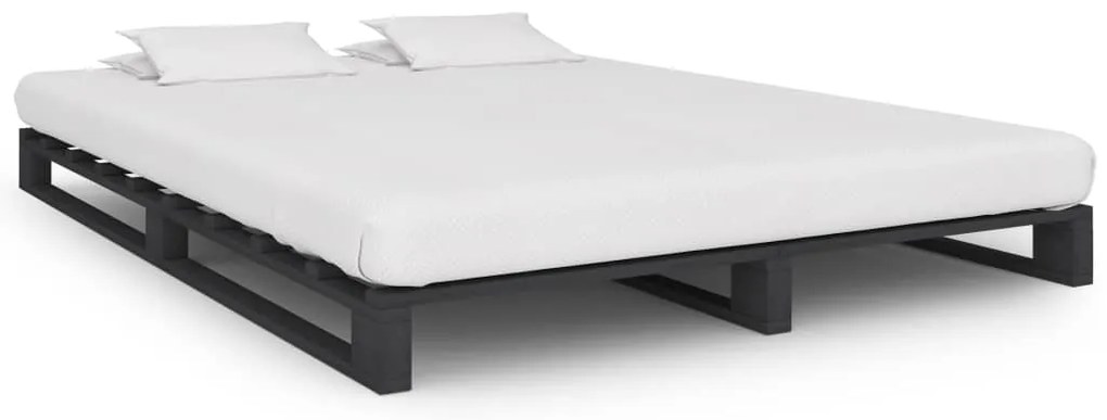 Estrutura de cama em paletes pinho maciço 120x200 cm cinzento