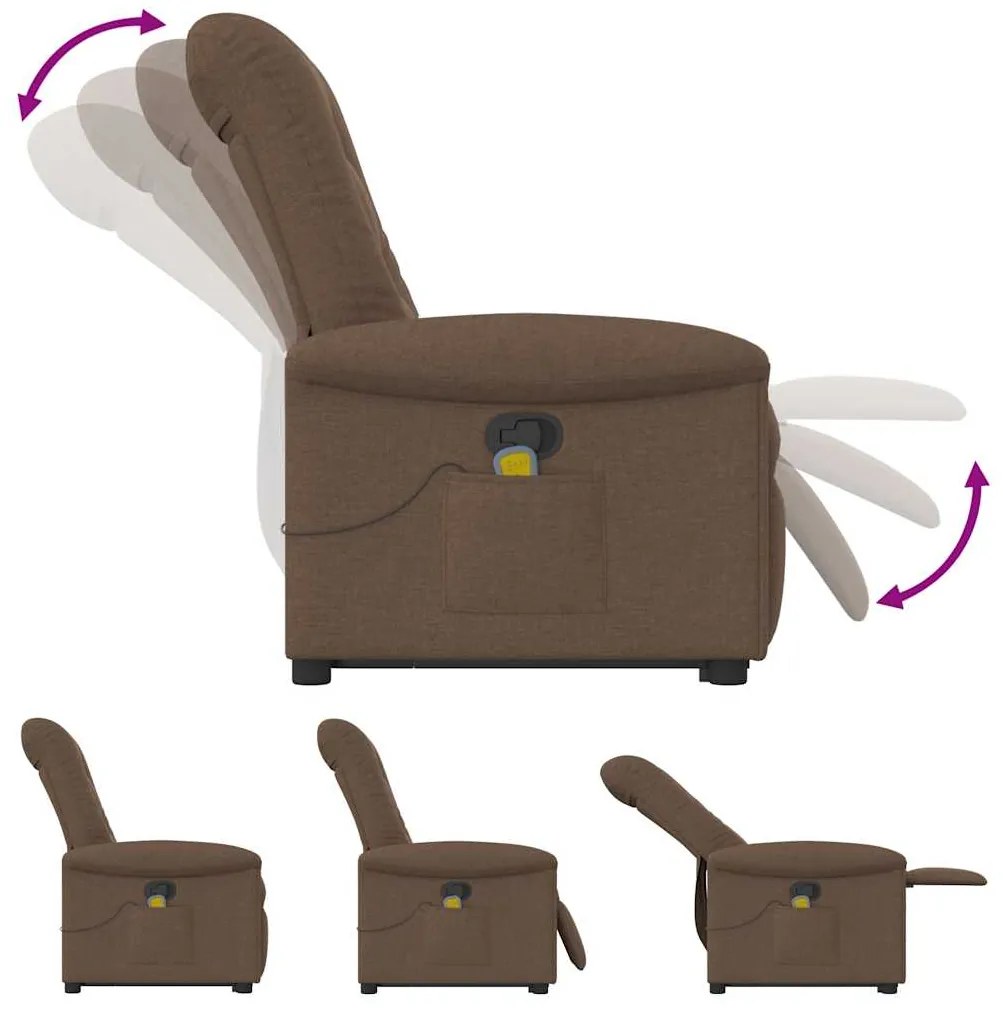 Poltrona reclinável massagens tecido castanho
