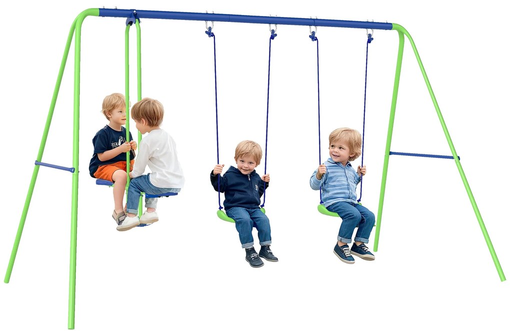 Conjunto de Baloiços de Jardim de Metal com Altura Ajustável Baloiços