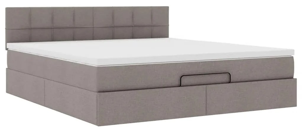 Cama Otomana com colchão &amp; LEDs 180x200cm cinza-acastanhado