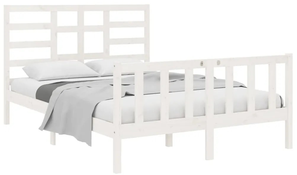Estrutura de cama 140x190 cm madeira maciça branco
