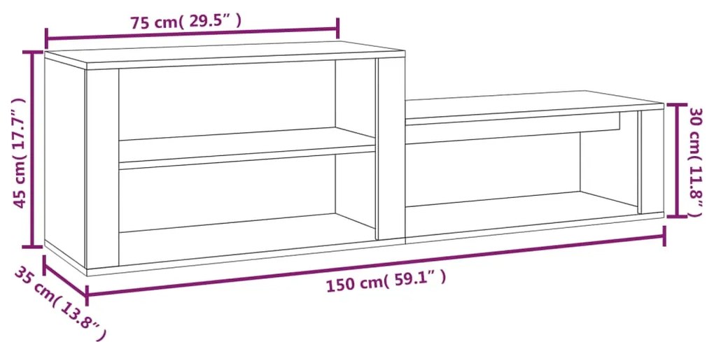Sapateira 150x35x45 cm derivados de madeira branco brilhante