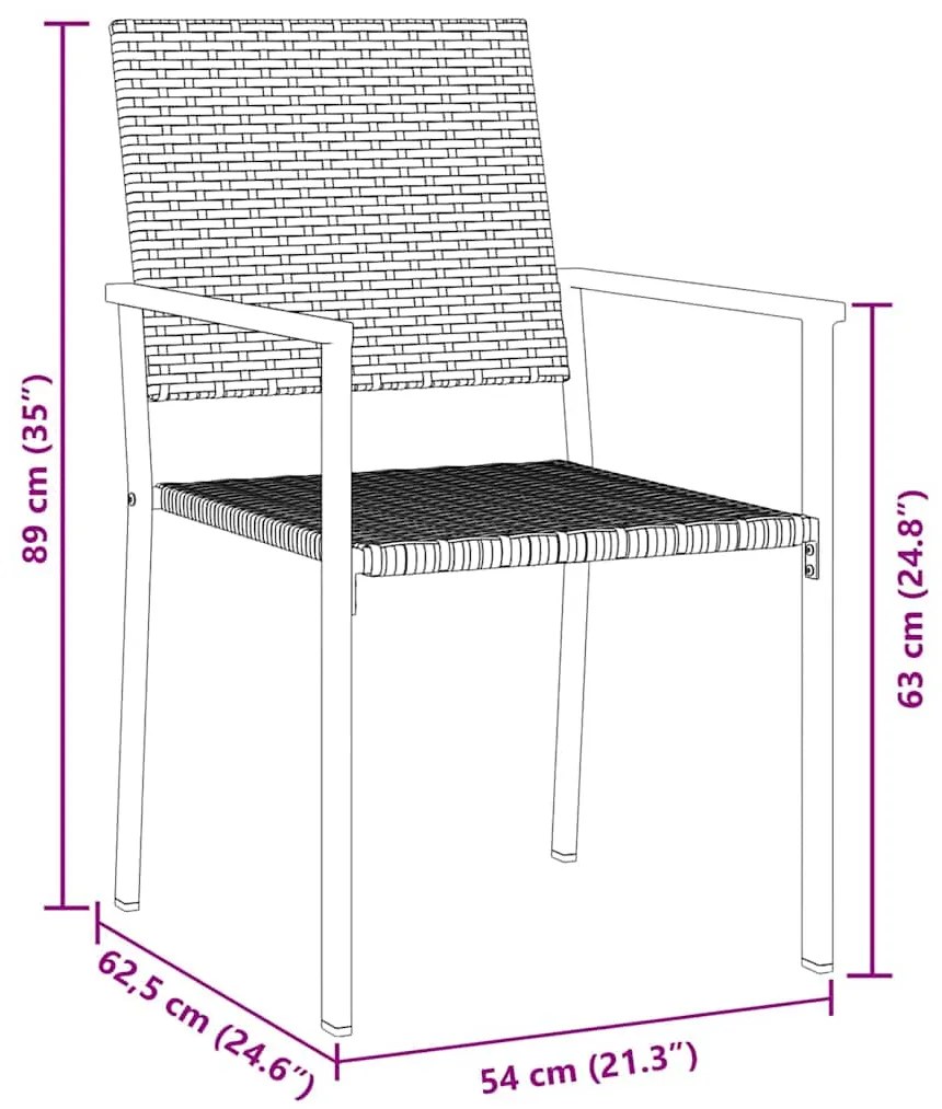 Conjunto de Jantar de Jardim 5 Peças Preto em Rattan Sintético