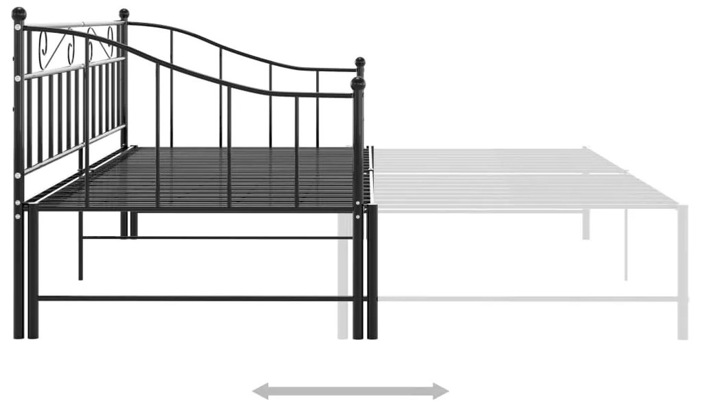 Estrutura sofá-cama de puxar 90x200 cm metal preto