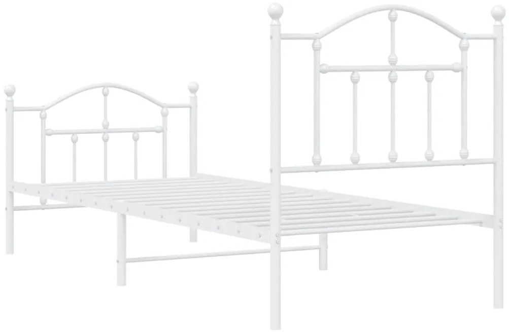 Estrutura de cama com cabeceira e pés 90x200 cm metal branco