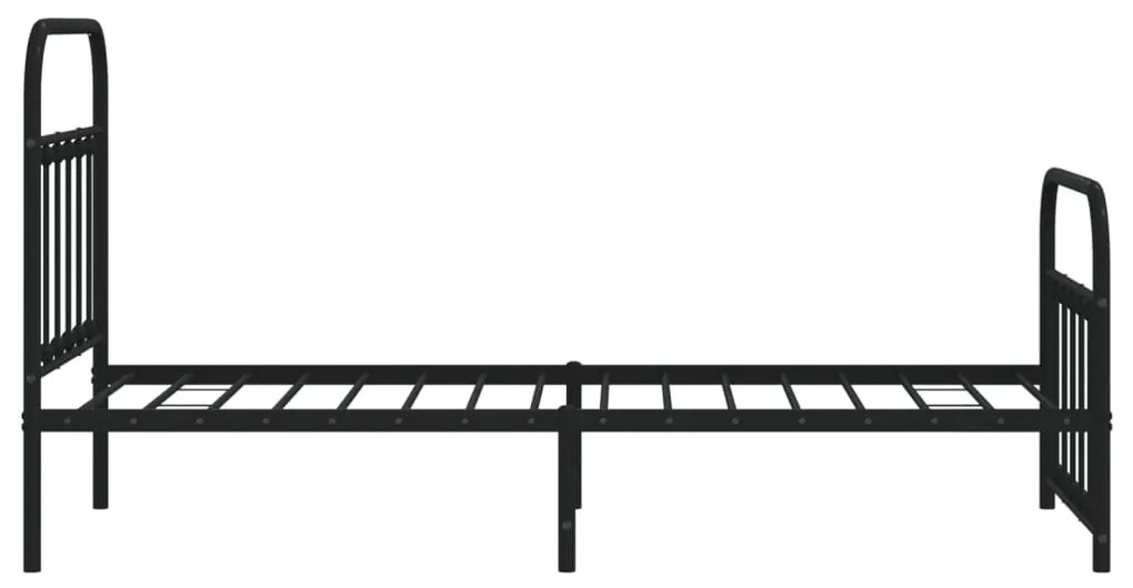 Estrutura de cama com cabeceira e pés 90x190 cm metal preto