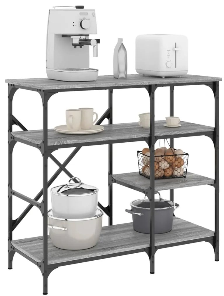 vidaXL Estante 90x40x84 cm derivados de madeira e metal cinza sonoma
