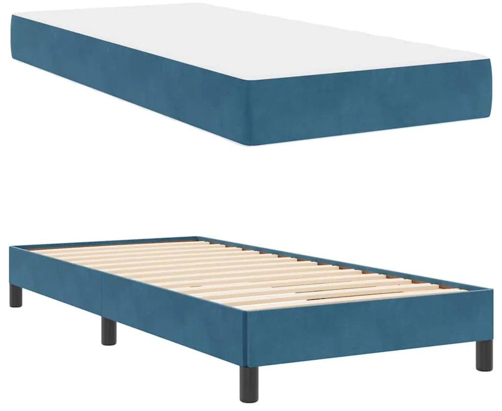 Cama box spring com colchão Azul Escuro 80 x 200 cm Veludo