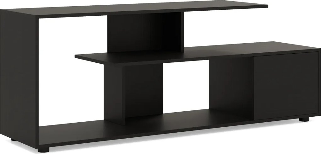 Móvel de TV até 55'' assimétrico com 3 prateleiras para sala de estar Preto