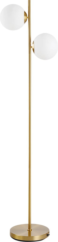 Candeeiro de pé de design para sala de estar, estilo neo-retro, com 2 lâmpadas esféricas, potência máxima de 40 W, em metal dourado