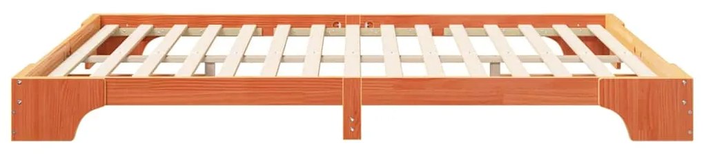 Estrutura de cama de chão Castanho 160 x 210 cm Madeira maciça
