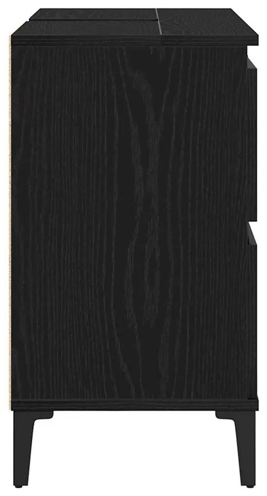Armário de pia de casa de banho vidaXL Carvalho Preto 80x33x60 cm Made
