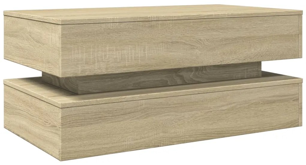 Mesa de centro com luzes LED 90x50x40 cm carvalho sonoma