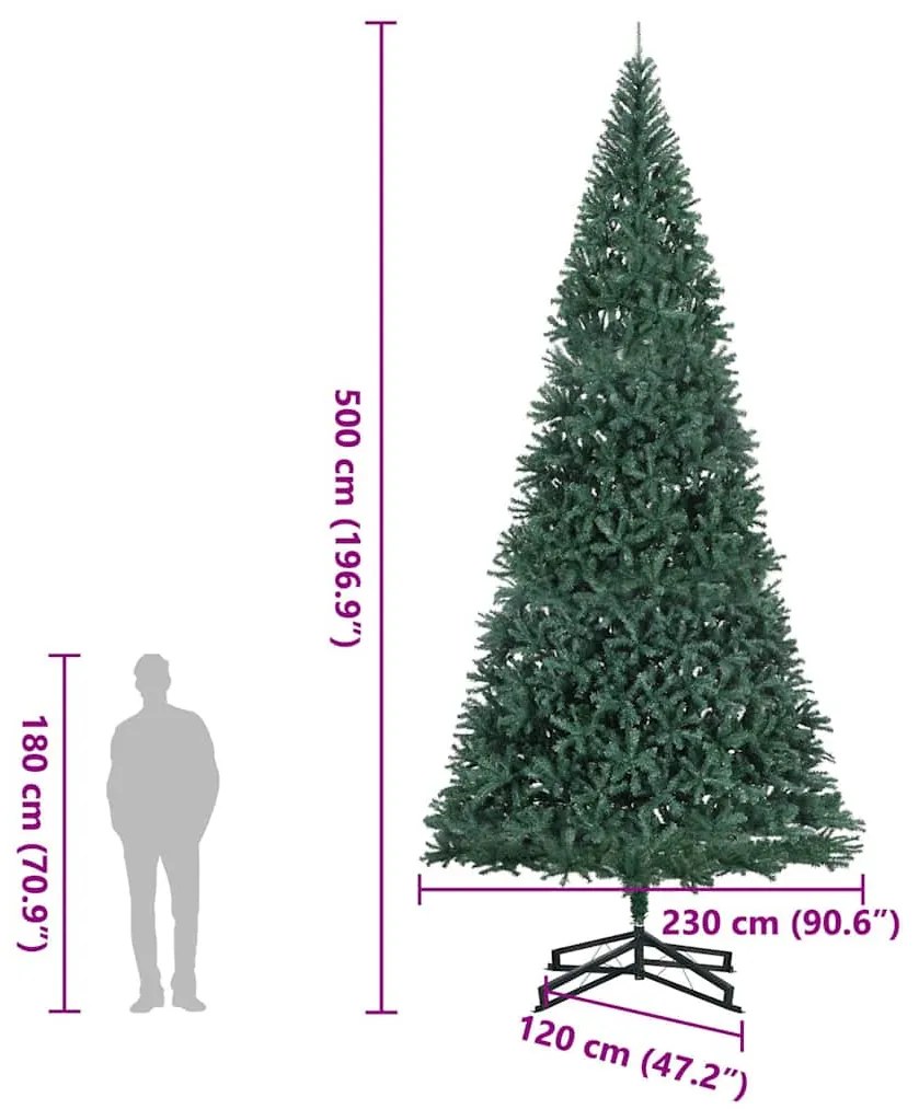 Árvore de Natal artificial com suporte 500 cm PVC verde