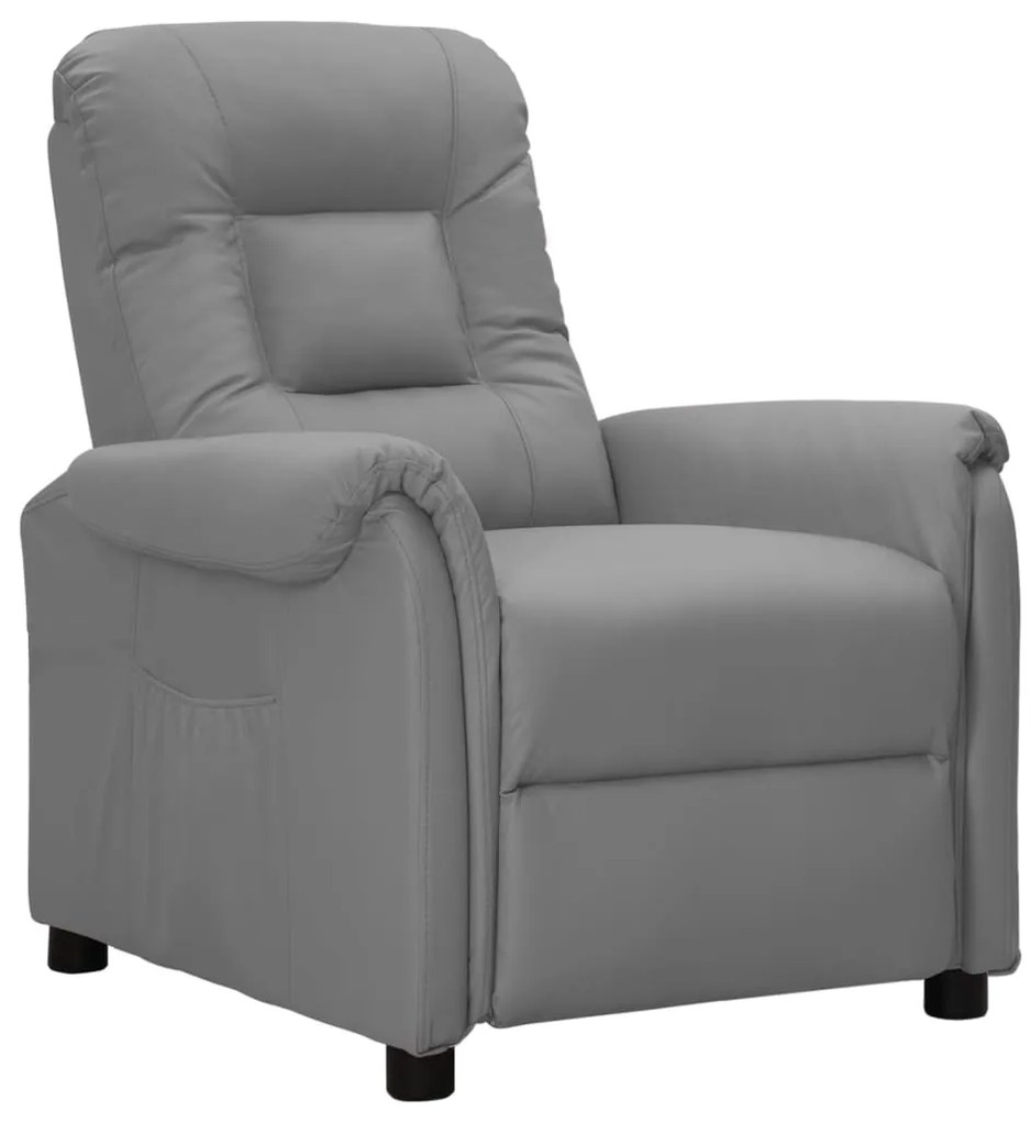vidaXL Poltrona reclinável couro artificial cinzento