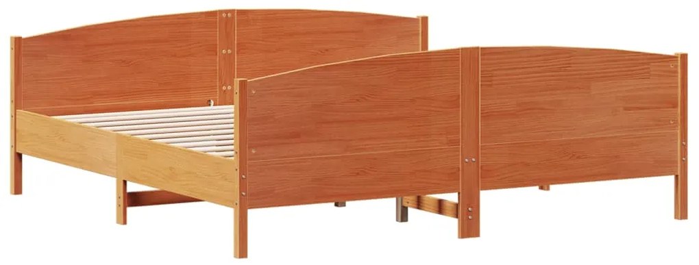 Cama sem colchão 200x200 cm pinho maciço castanho-mel