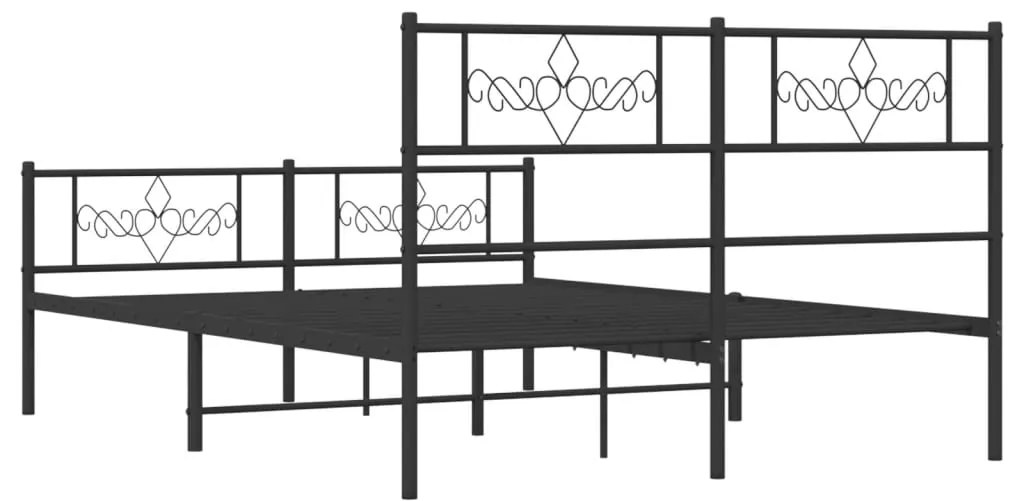 Estrutura de cama com cabeceira e pés 140x190 cm metal preto