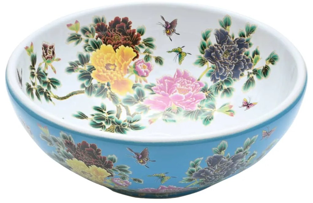 Lavatório de bancada redondo Φ41x14 cm cerâmica multicor