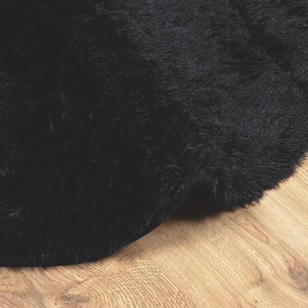 Tapete shaggy de pelo alto NAVARRA 240x240 cm poliéster preto