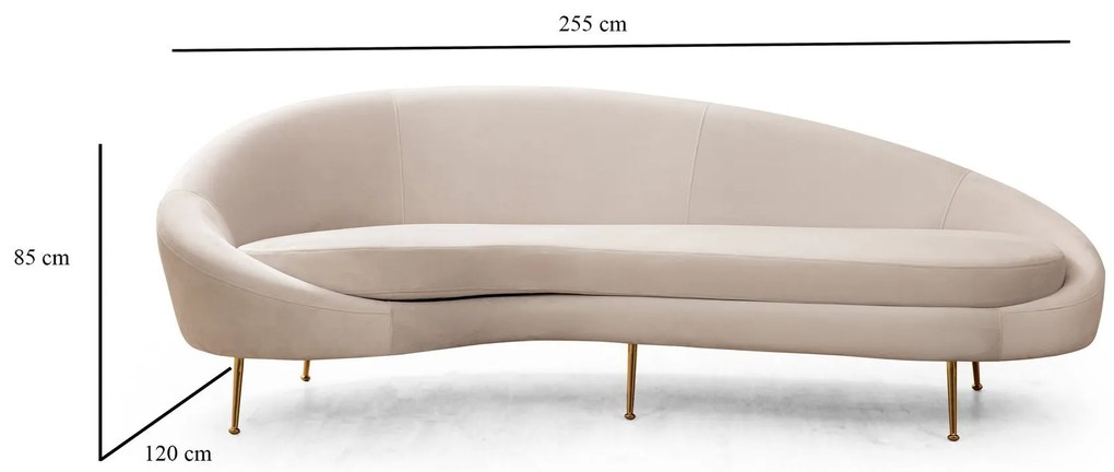 Sofá de 3 Lugares Eses – Bege – 255 cm x 120 cm x 85 cm