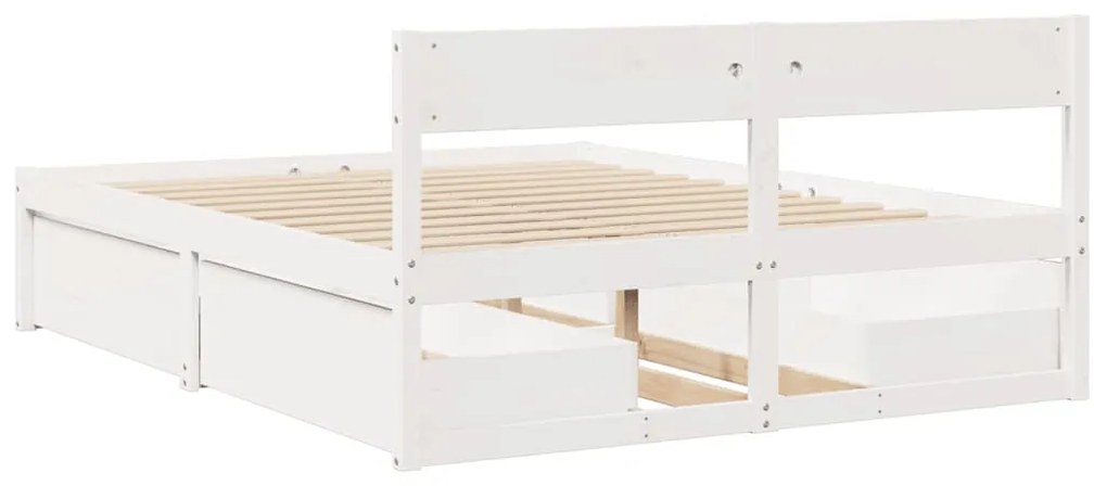 Cama sem colchão 160x200 cm madeira de pinho maciça branco