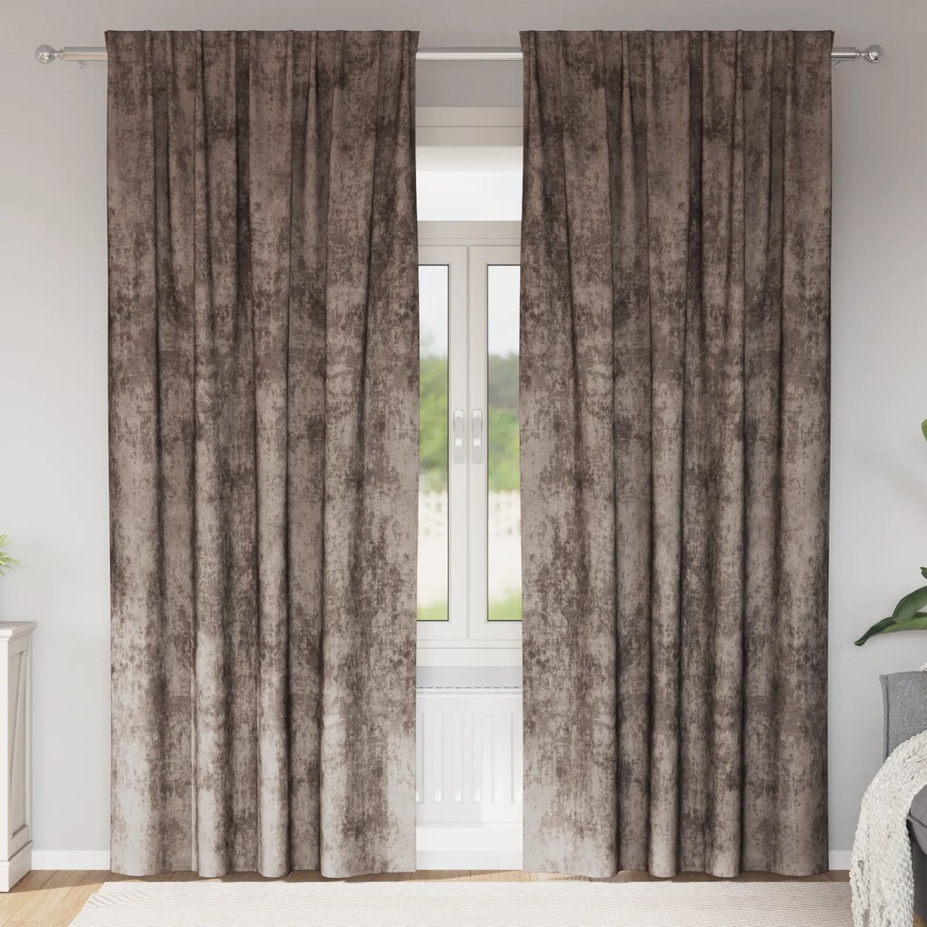 vidaXL Cortinas de Veludo 2 pcs com Eyelets Cappuccino 245x140 cm