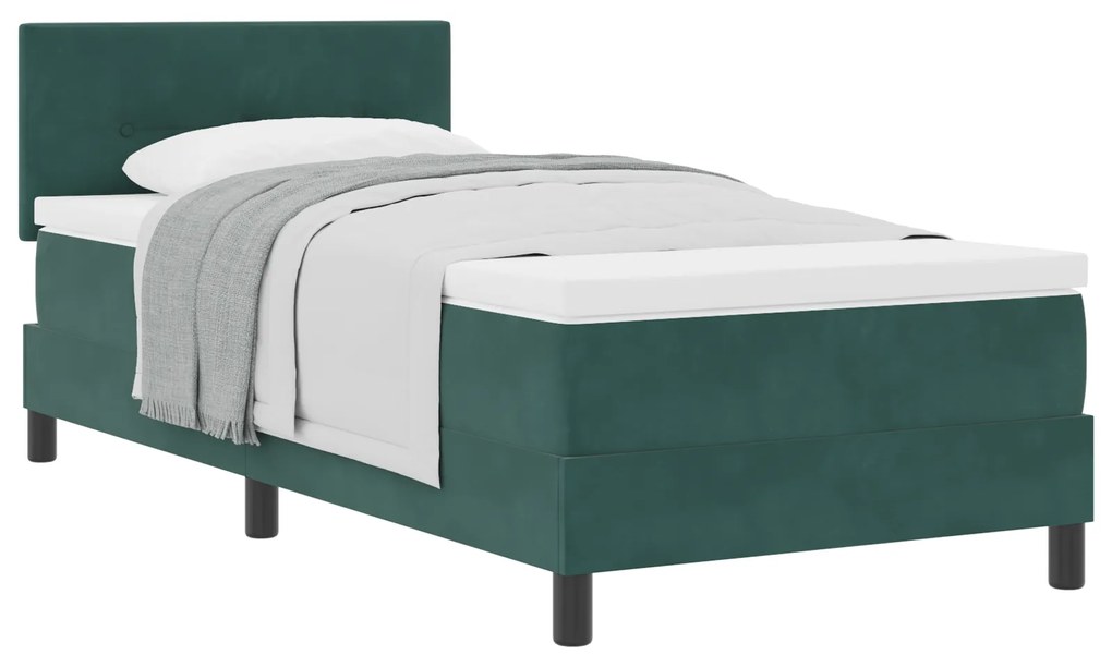 Cama Box da com Colchão Verde Escuro Individual Veludo