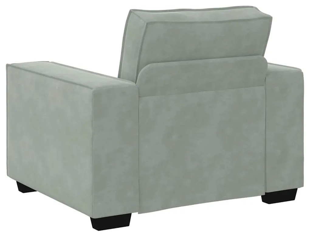 Poltrona 60 cm veludo cinzento-claro
