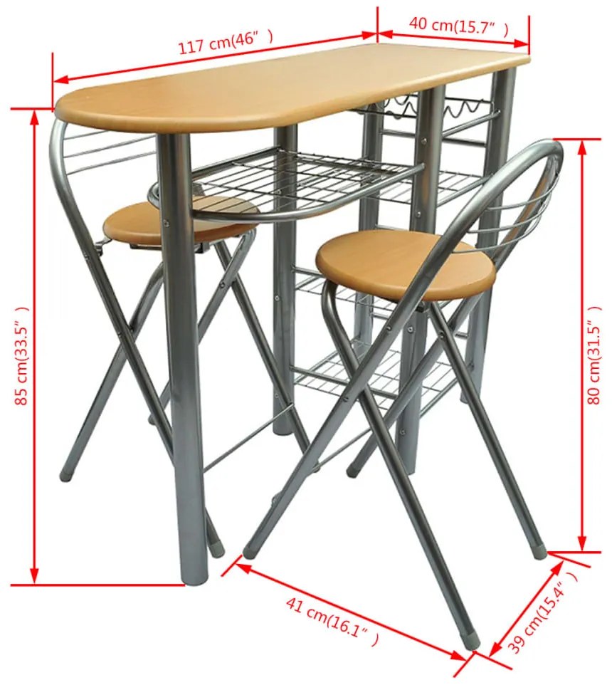 Conjunto de mesa e cadeiras cozinha/bar madeira