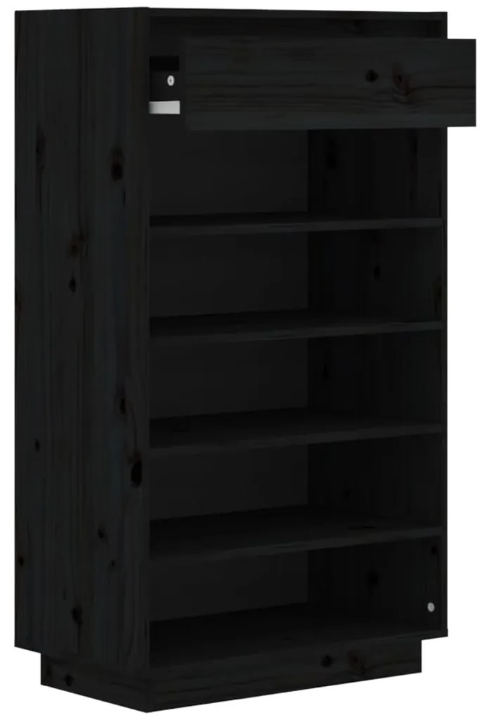 Sapateira 60x34x105 cm madeira de pinho maciça preto