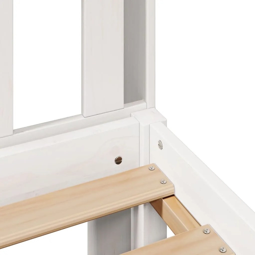 Cama com estante sem colchão 135x190 cm pinho maciço branco