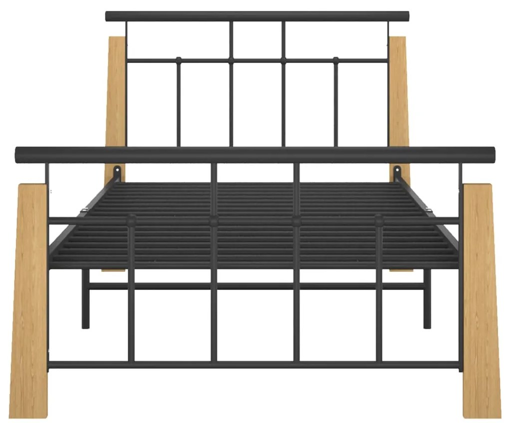 Estrutura de cama 90x200 cm metal e madeira de carvalho maciça