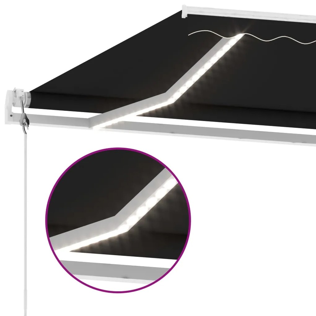 Toldo automático com LED e sensor de vento 450x300 cm antracite