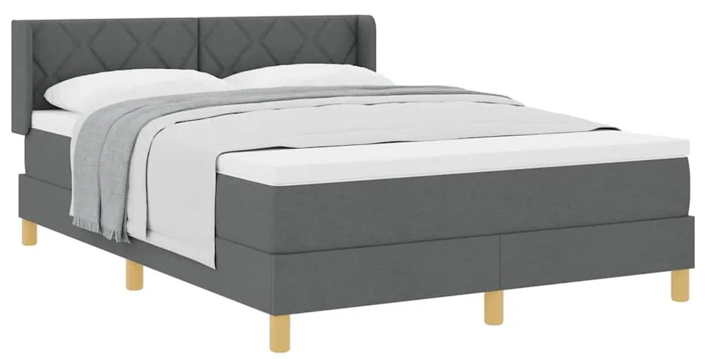 Cama Box com Colchão Cinza Escuro, 140 x 190 cm, Têxtil