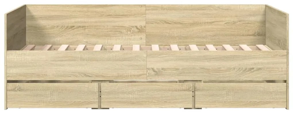 Sofá-cama com gavetas sem colchão 75x190 cm carvalho sonoma