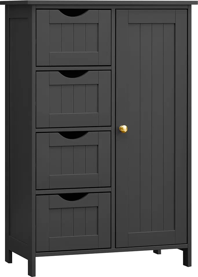Armário de casa de banho 4 gavetas 30 x 55 x 82 cm Preto