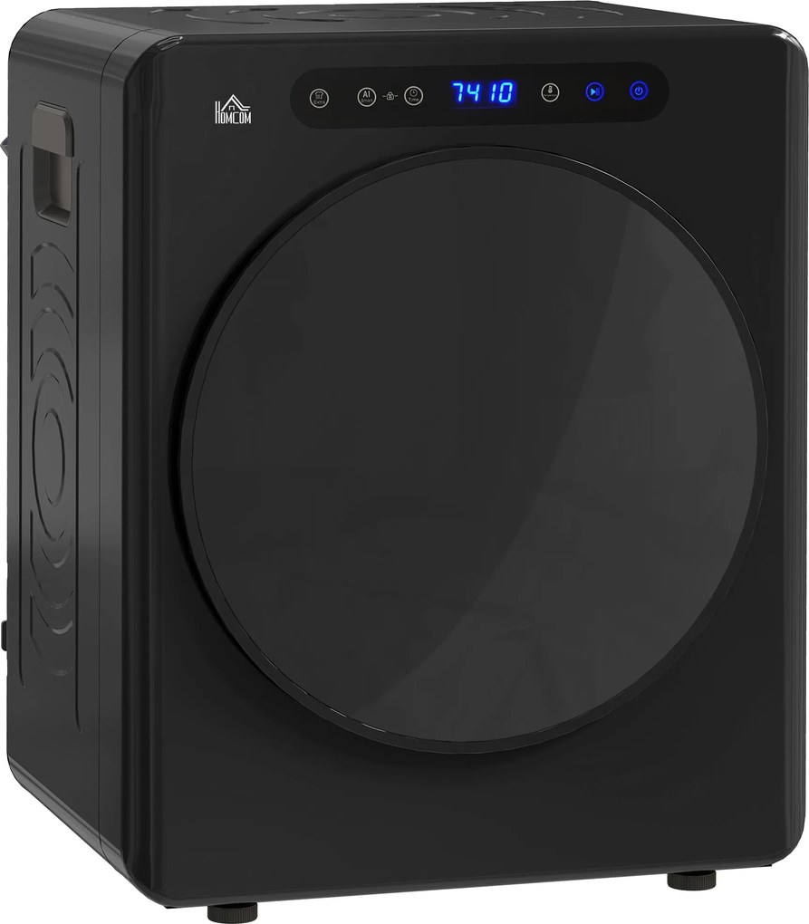 HOMCOM Máquina de Secar Roupa 3 KG 1000W Função Anti-Rugas Esterilizar Temporizador Ecrã LED Tátil Preto | Aosom Portugal