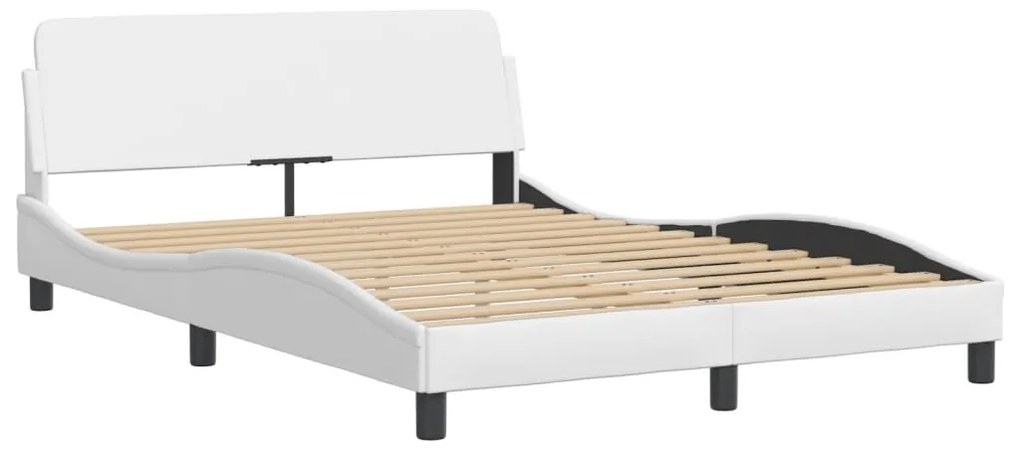 Estrutura cama c/ cabeceira 140x200 cm couro artificial branco