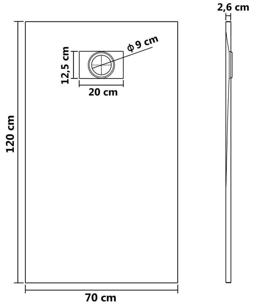 Base de Chuveiro SMC - Branco - 120x70 cm