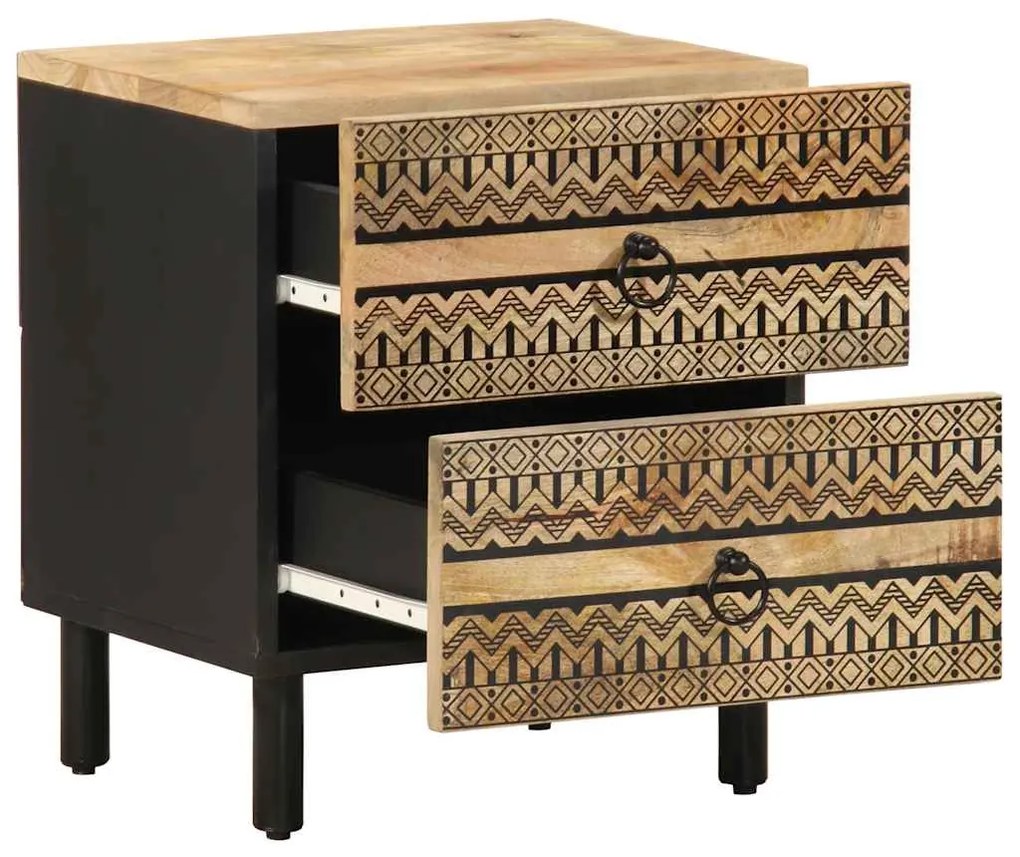 Mesa de cabeceira 2 pcs 40x33,5x46 cm mangueira áspera maciça