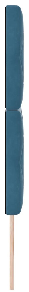 Cabeceira com Botões de Cristal Tuftada Azul Escura 180 cm Veludo