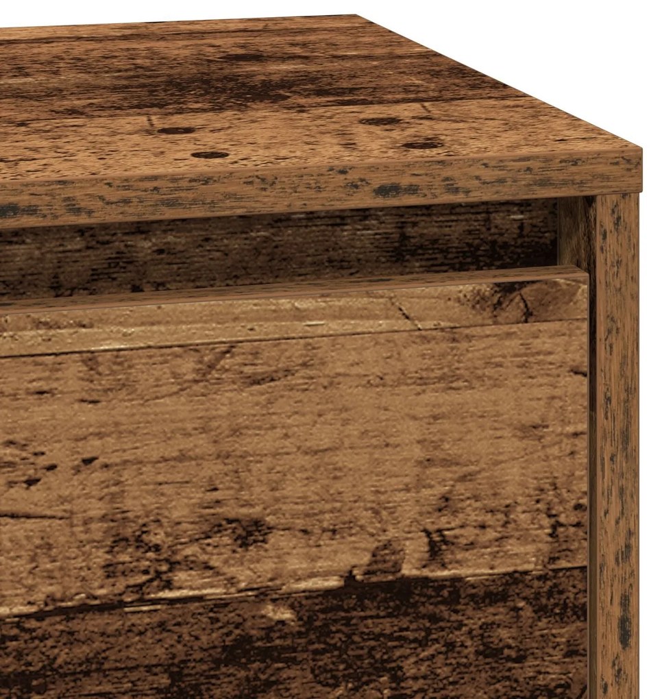 Mesa de Cabeceira com LED Madeira Velha 39x34,5x65 cm Madeira de Engen