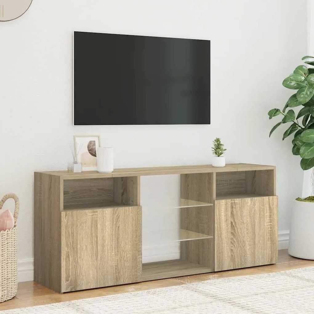 Móvel de TV com luzes LED 120x30x50 cm carvalho sonoma