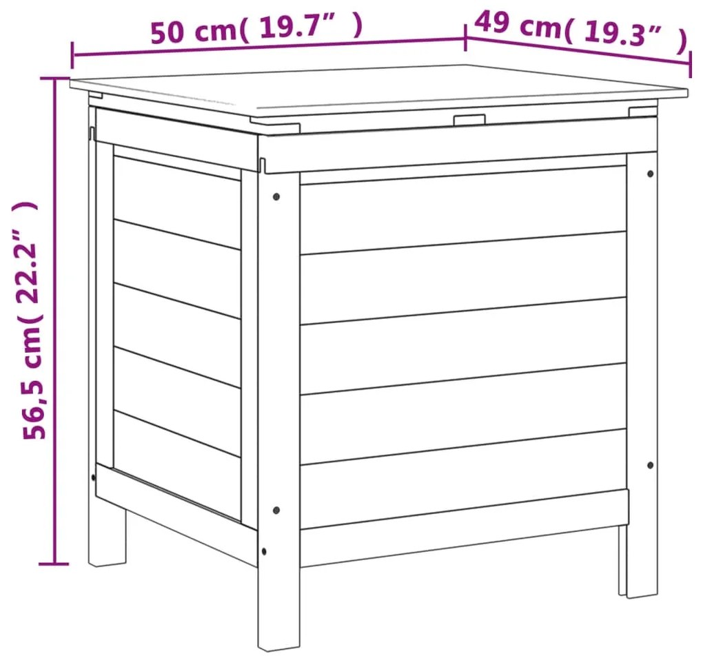 Caixa de arrumação p/ jardim 50x49x56,5 cm abeto maciço branco