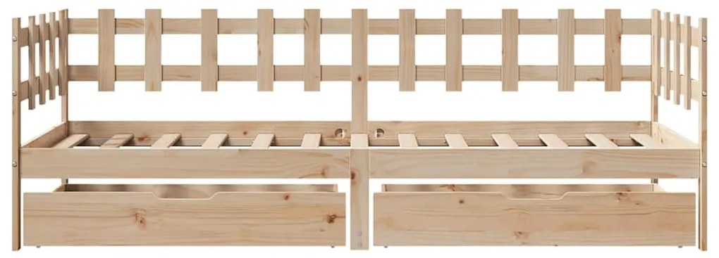 Sofá-cama com gavetas 90x200 cm madeira de pinho maciça