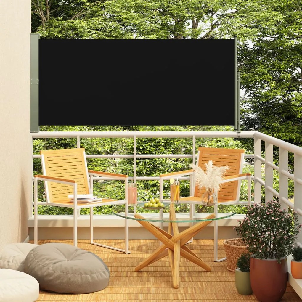 vidaXL Toldo lateral retrátil para pátio 160x300 cm preto