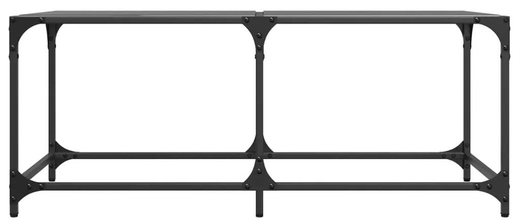 Mesa de centro com topo em vidro preto 98,5x50x40 cm aço