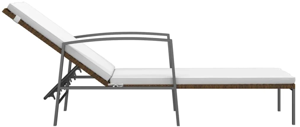 Espreguiçadeiras com mesa 2 pcs vime PE castanho